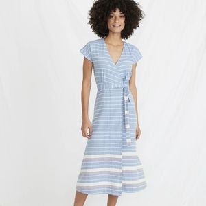 Marine Layer Maddie Wrap Dress in Blue/White Stripe Women's Size S